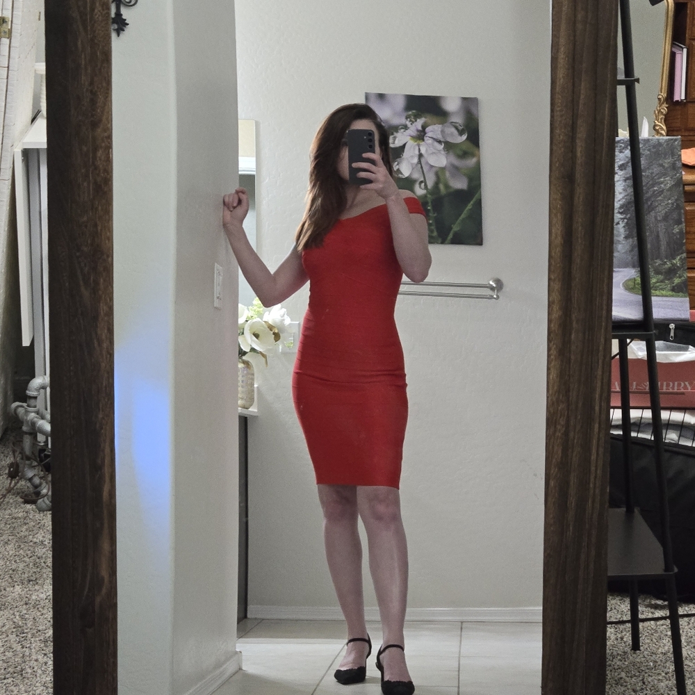 Holiday Party Dress | Bright Red Bodycon Mini | Size XS / 0-2